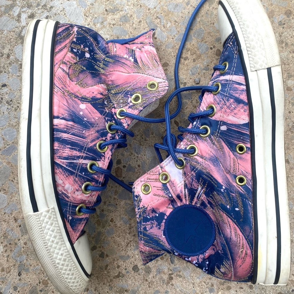 Converse Pink, Blue & Gold High-Top Sneakers